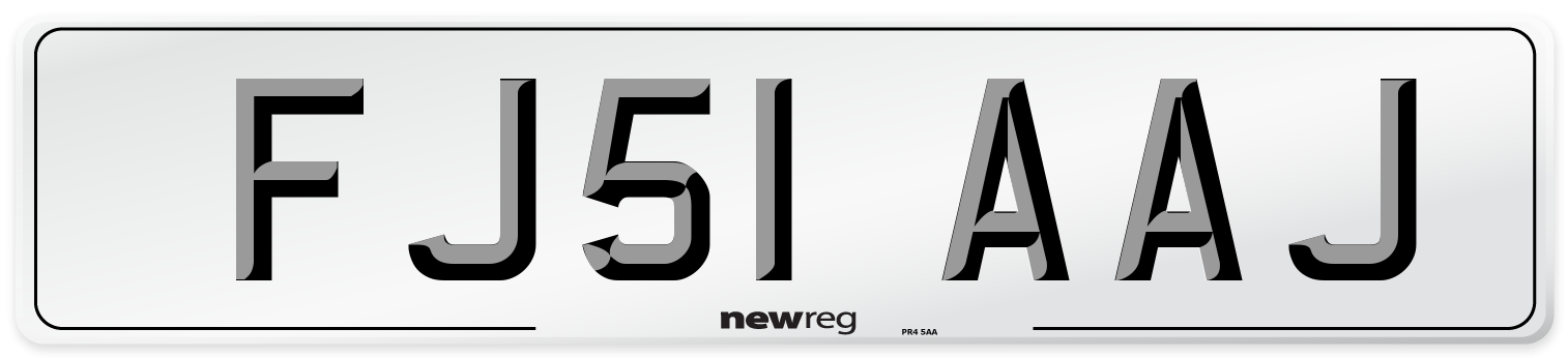 FJ51 AAJ Number Plate from New Reg